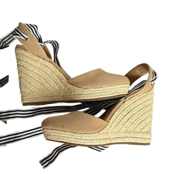 Express Women's Espadrille Wedge Platform Sandals Ribbon ankle Lace up sz:6 - Picture 10 of 13